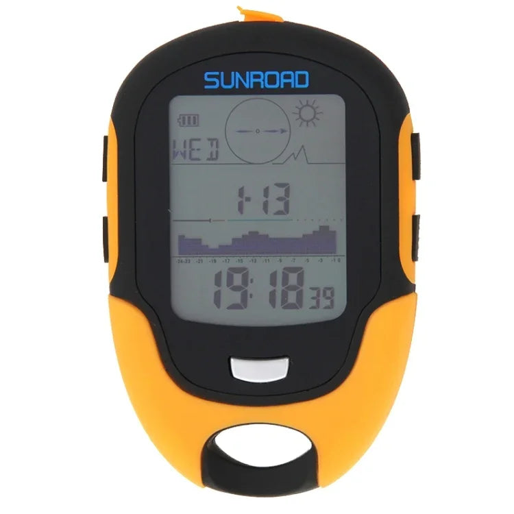 مقياس ارتفاع رقمي متعدد الوظائف SUNROAD بشاشة LCD مع بوصلة وبارومتر ومقياس حرارة ورطوبة وتوقعات الطقس ومصباح LED وساعة، متعدد الوظائف