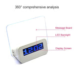 ساعة منبه رقمية متعددة الوظائف بشاشة LCD + مركز USB بأربعة منافذ + لوحة رسائل بإضاءة خلفية LCD زرقاء أو خضراء، لوحة رسائل USB