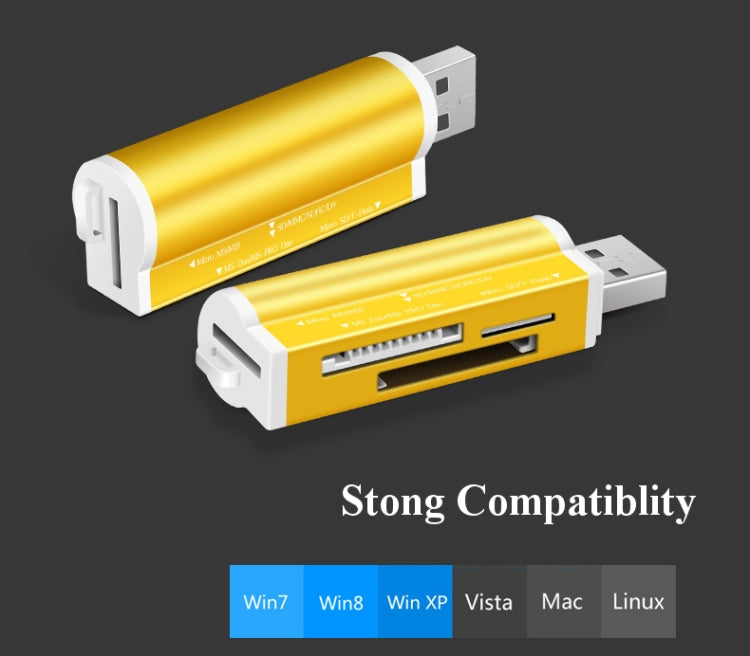 قارئ بطاقات ذاكرة متعدد الوظائف 2 قطع، USB 2.0، Micro SD، SDHC، TF، M2، MMC، MS PRO DUO