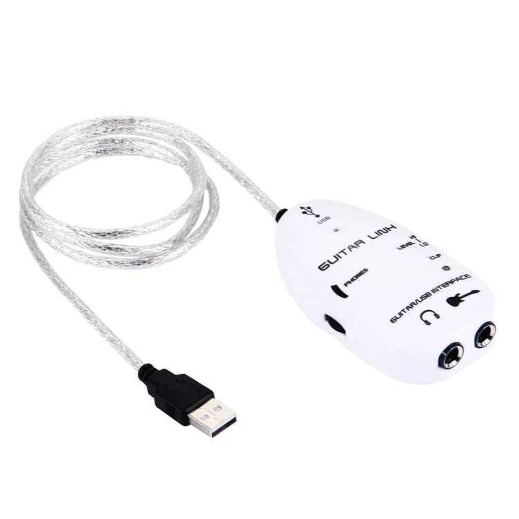 كابل وصلة جيتار بواجهة USB لتسجيل الكمبيوتر / ماك، كابل وصلة جيتار بواجهة USB (أسود)، كابل وصلة جيتار بواجهة USB (أبيض)