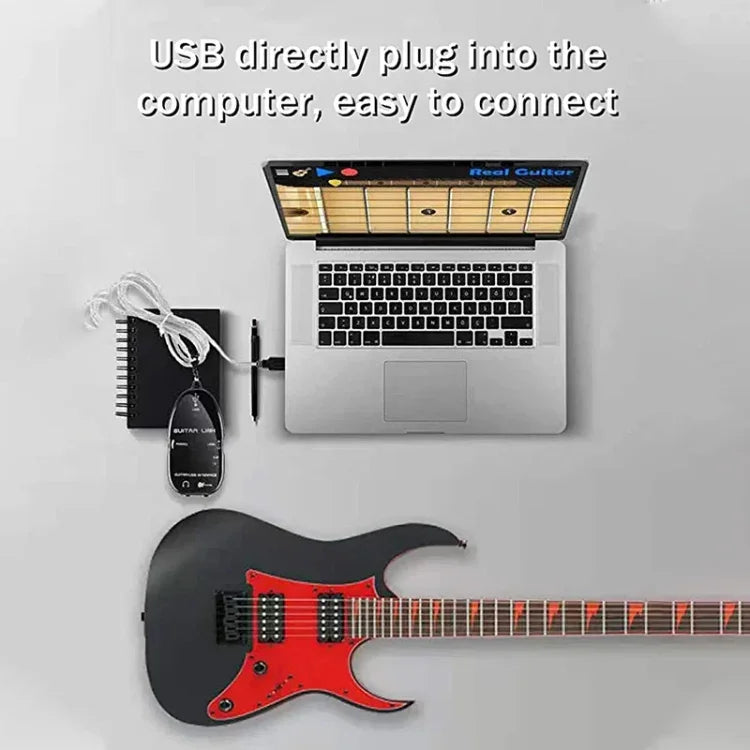 كابل وصلة جيتار بواجهة USB لتسجيل الكمبيوتر / ماك، كابل وصلة جيتار بواجهة USB (أسود)، كابل وصلة جيتار بواجهة USB (أبيض)