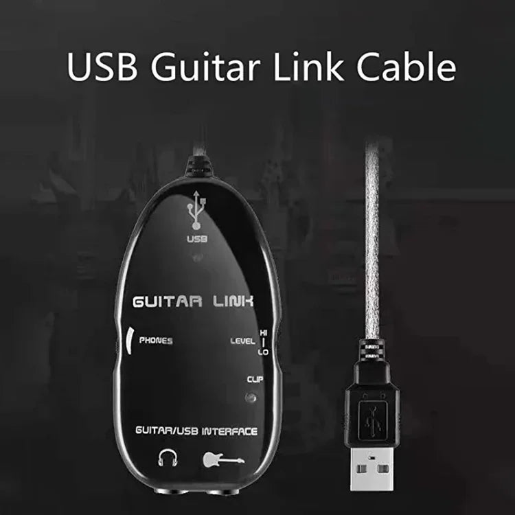 كابل وصلة جيتار بواجهة USB لتسجيل الكمبيوتر / ماك، كابل وصلة جيتار بواجهة USB (أسود)، كابل وصلة جيتار بواجهة USB (أبيض)