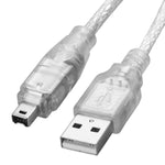 كابل USB 2.0 ذكر إلى فايرواير IEEE 1394 بتوصيلة 4 دبابيس ذكر iLink، الطول: 1.2م، USB AM إلى 4 دبابيس (1.5م)