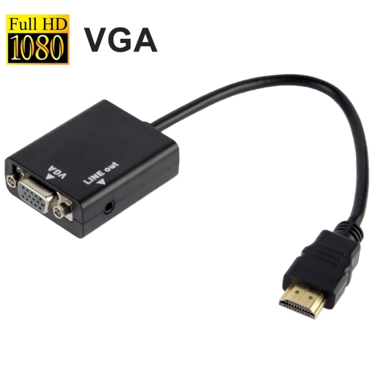 كابل تحويل فيديو HDMI إلى VGA بطول 26سم مع مخرج صوت وكابل صوت 3.5مم، يدعم دقة Full HD 1080P، الطول: 26سم