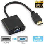 كابل HDMI إلى VGA مع مخرج صوت بدقة Full HD 1080P بطول 24سم لأجهزة الكمبيوتر / DVD / جهاز استقبال رقمي / لابتوب / هاتف محمول / مشغل وسائط، الطول: 24سم (أبيض)