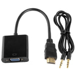 كابل HDMI إلى VGA مع مخرج صوت بدقة Full HD 1080P بطول 24سم لأجهزة الكمبيوتر / DVD / جهاز استقبال رقمي / لابتوب / هاتف محمول / مشغل وسائط، الطول: 24سم (أبيض)