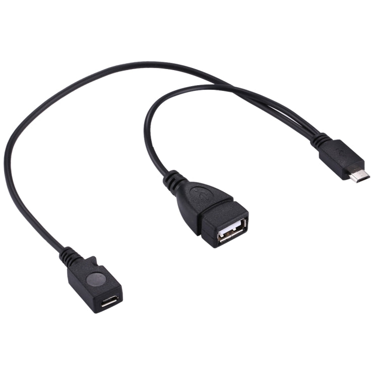 كابل OTG Y من USB 2.0 Micro-B ذكر إلى USB 2.0 Micro-B أنثى وUSB 2.0 أنثى، الطول: 19 / 30 سم