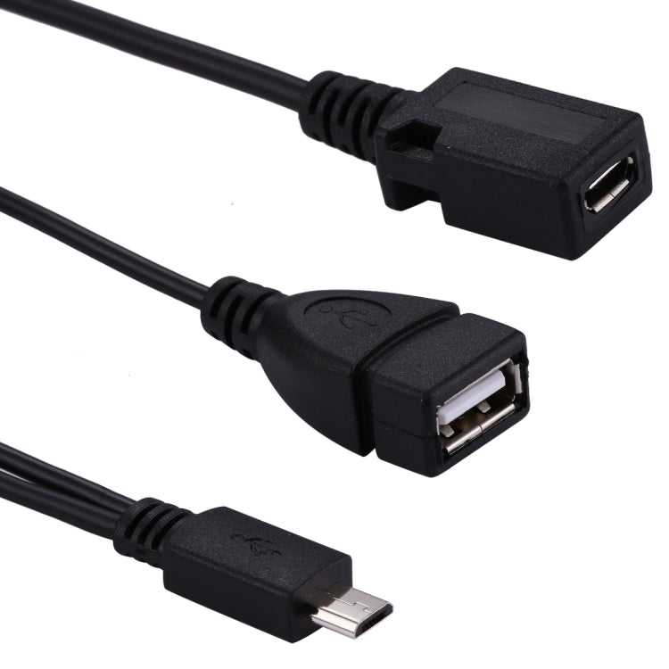 كابل OTG Y من USB 2.0 Micro-B ذكر إلى USB 2.0 Micro-B أنثى وUSB 2.0 أنثى، الطول: 19 / 30 سم