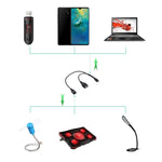 كابل OTG Y من USB 2.0 Micro-B ذكر إلى USB 2.0 Micro-B أنثى وUSB 2.0 أنثى، الطول: 19 / 30 سم