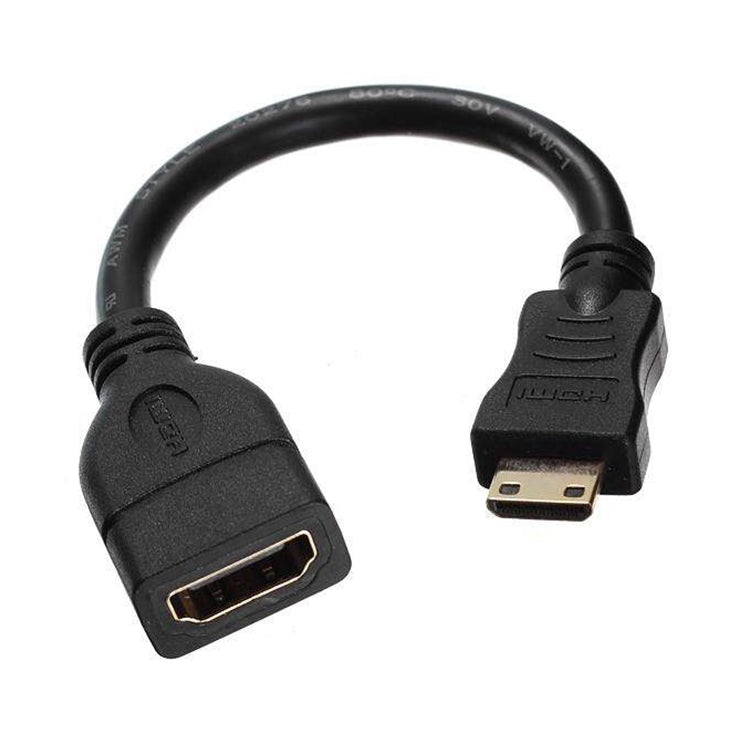 كابل HDMI صغير بطول 16 سم، HDMI ذكر مطلي بالذهب إلى HDMI أنثى 19 دبوس، HDMI صغير ذكر، الطول: 16 سم