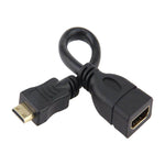 كابل HDMI صغير بطول 16 سم، HDMI ذكر مطلي بالذهب إلى HDMI أنثى 19 دبوس، HDMI صغير ذكر، الطول: 16 سم