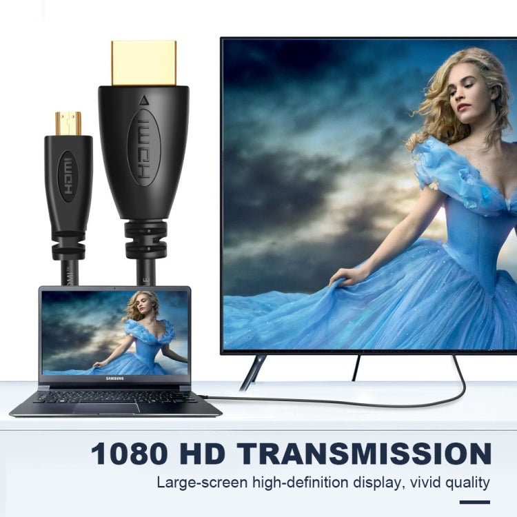 كابل Micro HDMI ذكر مطلي بالذهب 3D 1080P بطول 1.8 متر إلى HDMI ذكر للأجهزة المحمولة والكاميرات وجوبرو، Micro HDMI مطلي بالذهب، الطول: 1.8 متر