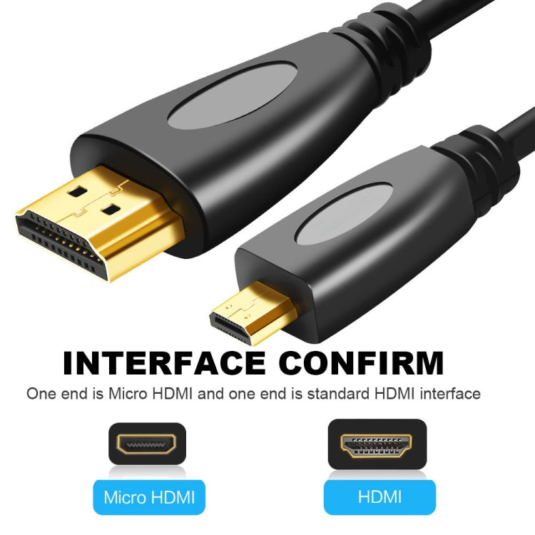 كابل Micro HDMI ذكر مطلي بالذهب 3D 1080P بطول 1.5 متر إلى HDMI ذكر للأجهزة المحمولة والكاميرات وجوبرو، Micro HDMI مطلي بالذهب، الطول: 1.5 متر