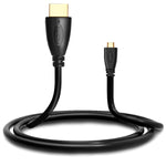 كابل Micro HDMI ذكر مطلي بالذهب 3D 1080P بطول 1.5 متر إلى HDMI ذكر للأجهزة المحمولة والكاميرات وجوبرو، Micro HDMI مطلي بالذهب، الطول: 1.5 متر