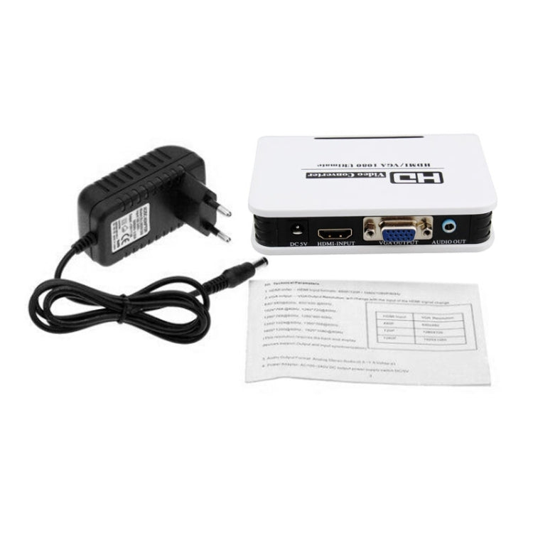 محول HDMI إلى VGA رقمي إلى تناظري مع كابل صوت فيديو بدقة 1080P لأجهزة Xbox 360 وPS3 وPS4 والكمبيوتر المحمول والتلفاز وجهاز العرض، HDMI إلى VGA (أبيض)