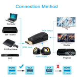 محول HDMI إلى VGA وصوت بدقة Full HD 1080P للتلفاز عالي الدقة / الشاشة / جهاز العرض، HDMI ذكر إلى VGA + صوت (أسود)، HDMI ذكر إلى VGA + صوت (أبيض)