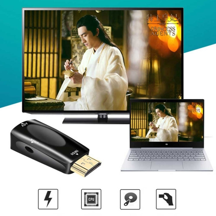 محول HDMI إلى VGA وصوت بدقة Full HD 1080P للتلفاز عالي الدقة / الشاشة / جهاز العرض، HDMI ذكر إلى VGA + صوت (أسود)، HDMI ذكر إلى VGA + صوت (أبيض)