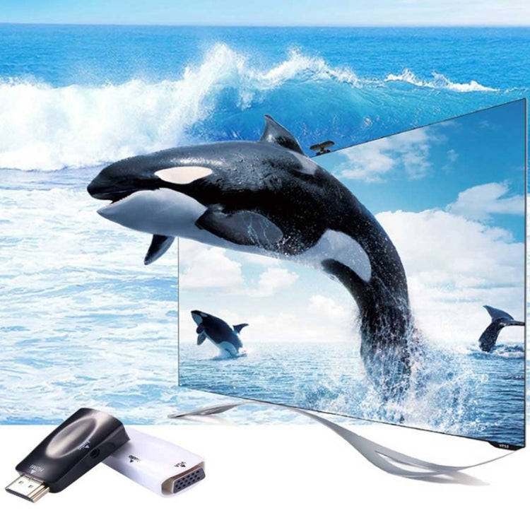 محول HDMI إلى VGA وصوت بدقة Full HD 1080P للتلفاز عالي الدقة / الشاشة / جهاز العرض، HDMI ذكر إلى VGA + صوت (أسود)، HDMI ذكر إلى VGA + صوت (أبيض)