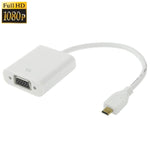 كابل محول فيديو Micro HDMI ذكر إلى VGA أنثى بطول 22 سم، يدعم Full HD 1080P، Micro HDMI ذكر إلى VGA أنثى