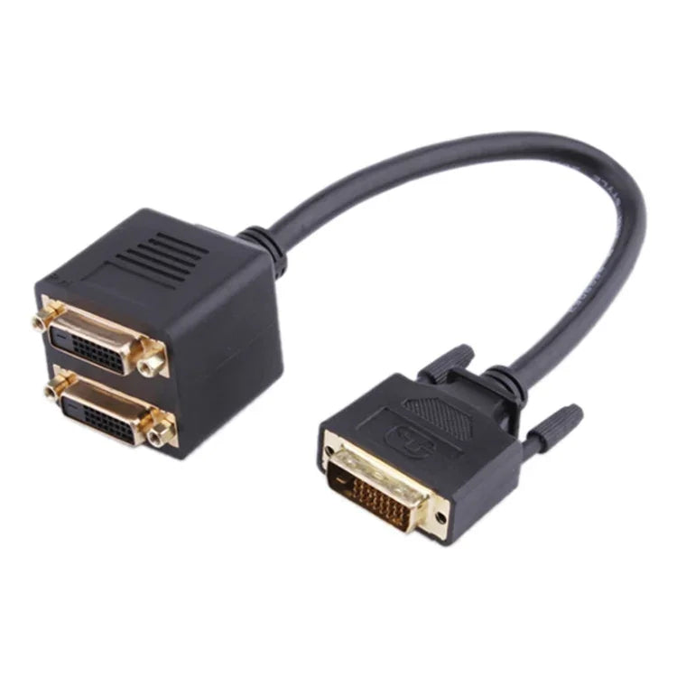 كابل محول DVI 24+1 دبوس ذكر إلى 2 DVI أنثى، الطول: 30سم، 2 DVI 24+1 دبوس أنثى