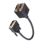 كابل محول DVI 24+1 دبوس ذكر إلى 2 DVI أنثى، الطول: 30سم، 2 DVI 24+1 دبوس أنثى