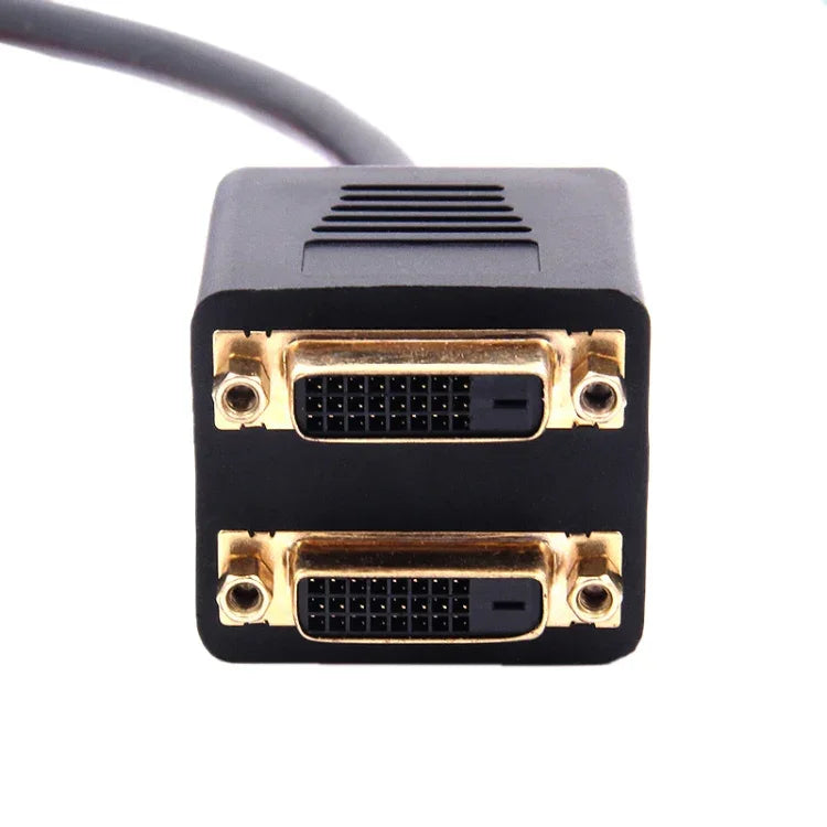 كابل محول DVI 24+1 دبوس ذكر إلى 2 DVI أنثى، الطول: 30سم، 2 DVI 24+1 دبوس أنثى