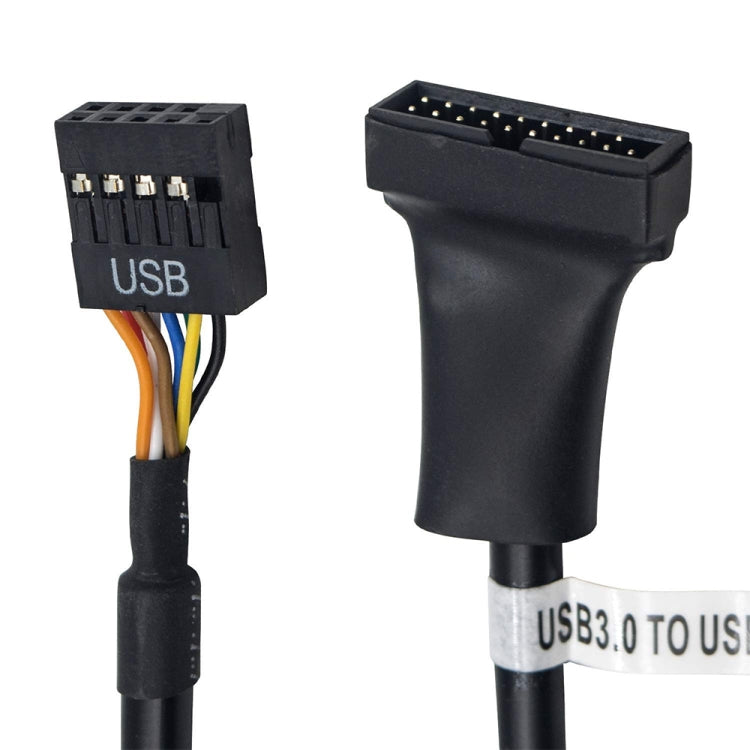 كابل محول USB 2.0 9 دبابيس أنثى للوحة الأم إلى USB 3.0 19 دبابيس ذكر، الطول: 15 سم، 9 دبابيس أنثى إلى 19 دبابيس ذكر