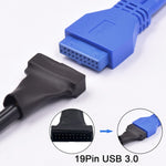 كابل محول USB 2.0 9 دبابيس أنثى للوحة الأم إلى USB 3.0 19 دبابيس ذكر، الطول: 15 سم، 9 دبابيس أنثى إلى 19 دبابيس ذكر