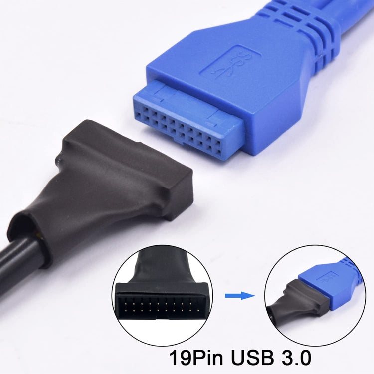 كابل محول USB 2.0 9 دبابيس أنثى للوحة الأم إلى USB 3.0 19 دبابيس ذكر، الطول: 15 سم، 9 دبابيس أنثى إلى 19 دبابيس ذكر
