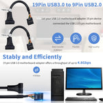كابل محول USB 2.0 9 دبابيس أنثى للوحة الأم إلى USB 3.0 19 دبابيس ذكر، الطول: 15 سم، 9 دبابيس أنثى إلى 19 دبابيس ذكر