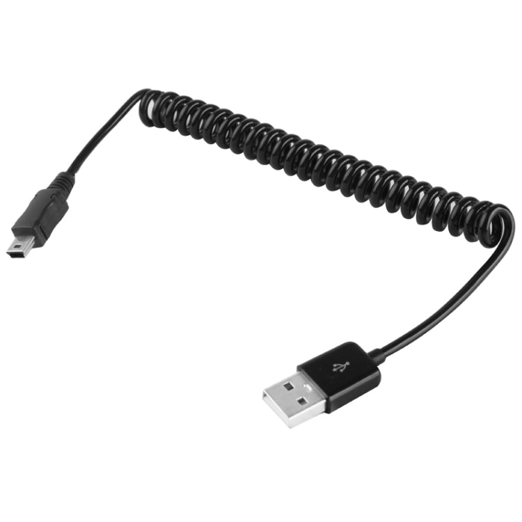 كابل USB صغير 5 دبابيس إلى USB 2.0 AM ملفوف / كابل نابض، الطول: 25 سم (يمكن تمديده حتى 80 سم)، USB صغير إلى USB AM، الطول: 80 سم