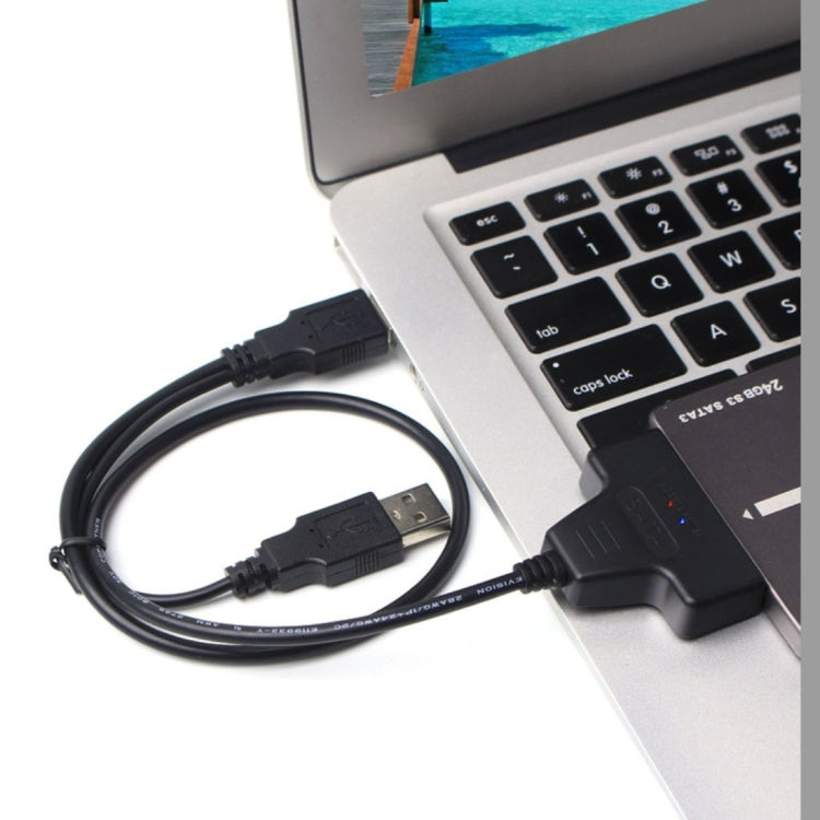 كابل محول قرص صلب SATA مزدوج USB 2.0 لمحركات الأقراص SATA 2.5 بوصة HDD / SSD، مزدوج USB 2.0 إلى SATA