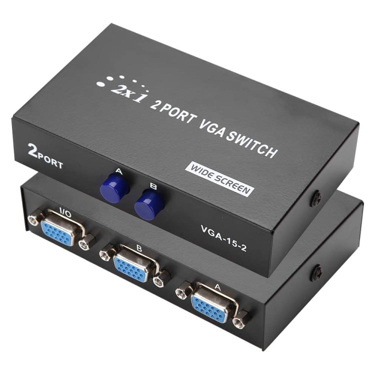 صندوق تبديل VGA بمنفذين، 2 في 1 خارج لشاشة LCD أو كمبيوتر أو تلفاز - HD15 (FJ-15-2C)