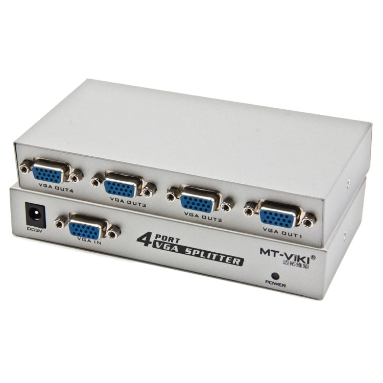 مقسم VGA بأربعة منافذ 150 ميجاهرتز (مدخل VGA واحد، أربعة مخارج VGA)، مقسم بأربعة منافذ فضي