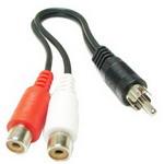 كابل محول فيديو Y من 2 RCA أنثى إلى 1 RCA ذكر، الطول: 26.5 سم، 1 RCA ذكر إلى 2 RCA أنثى