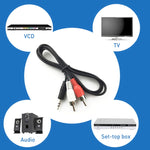 Normal Quality Jack 3.5mm Stereo to RCA Male Audio Cable, Length: 3m, Length: 3m