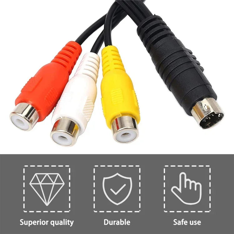 محول كابل أنثى 4 دبابيس S-Video إلى RCA AV، الطول: 20سم، S-Video إلى AV 3RCA أنثى