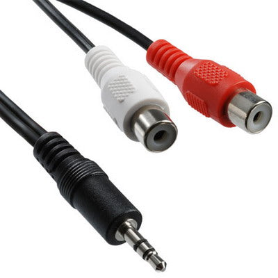 كابل صوت Y من 2 RCA أنثى إلى جاك 3.5 مم ذكر، الطول: 20 سم، 3.5 مم إلى 2 RCA أنثى