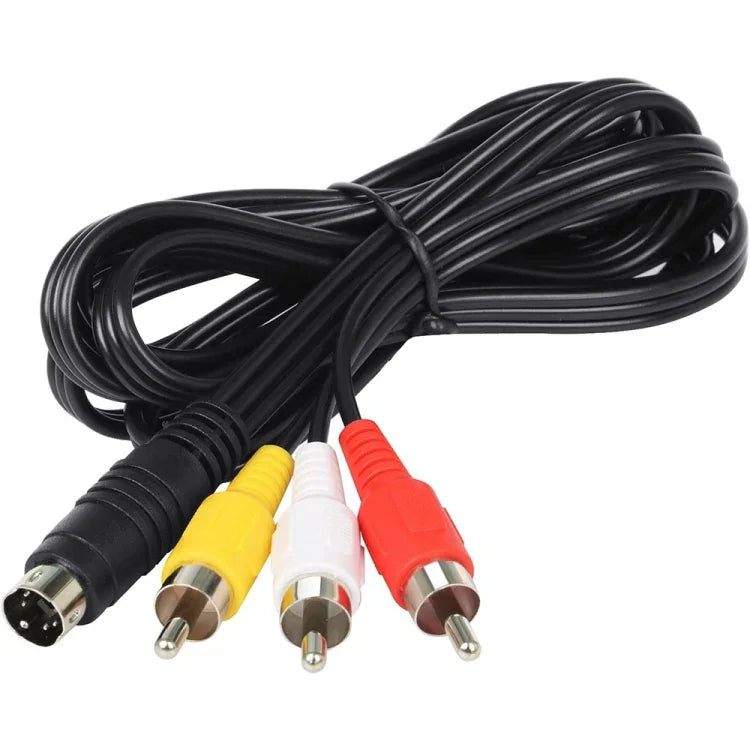 كابل محول ذكر 4 دبابيس S-Video إلى 3 RCA AV للتلفاز، الطول: 1.5م، S-Video إلى AV 3RCA ذكر