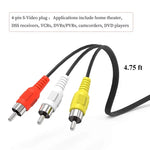 كابل محول ذكر 4 دبابيس S-Video إلى 3 RCA AV للتلفاز، الطول: 1.5م، S-Video إلى AV 3RCA ذكر