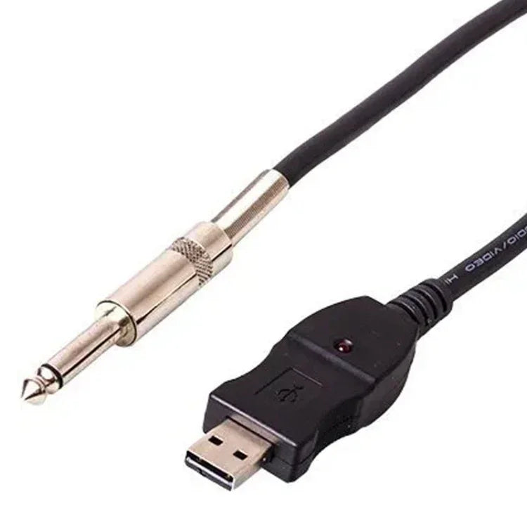 كابل محول تسجيل صوتي لوصلة جيتار وباس بواجهة USB للكمبيوتر، كابل تسجيل وصلة جيتار وباس