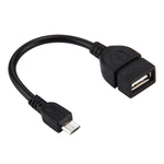 محول USB A أنثى إلى Micro USB 5 دبابيس ذكر بطول 10 سم مع OTG