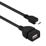 محول USB A أنثى إلى Micro USB 5 دبابيس ذكر بطول 10 سم مع OTG