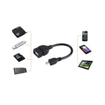 محول USB A أنثى إلى Micro USB 5 دبابيس ذكر بطول 10 سم مع OTG