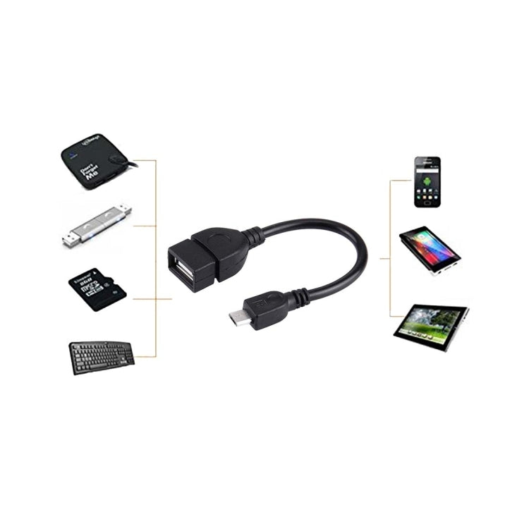 محول USB A أنثى إلى Micro USB 5 دبابيس ذكر بطول 10 سم مع OTG