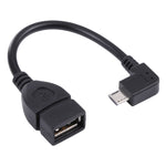 كابل محول USB 2.0 AF إلى Micro USB ذكر بزاوية 90 درجة مع وظيفة OTG لأجهزة جالاكسي / نوكيا / LG / بلاك بيري / HTC One X / أمازون كيندل / سوني إكسبيريا وغيرها (40 سم)