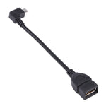 كابل محول USB 2.0 AF إلى Micro USB ذكر بزاوية 90 درجة مع وظيفة OTG لأجهزة جالاكسي / نوكيا / LG / بلاك بيري / HTC One X / أمازون كيندل / سوني إكسبيريا وغيرها (40 سم)