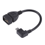 كابل محول USB 2.0 AF إلى Micro USB ذكر بزاوية 90 درجة مع وظيفة OTG لأجهزة جالاكسي / نوكيا / LG / بلاك بيري / HTC One X / أمازون كيندل / سوني إكسبيريا وغيرها (40 سم)