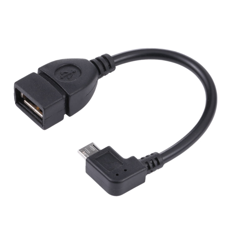 كابل محول USB 2.0 AF إلى Micro USB ذكر بزاوية 90 درجة مع وظيفة OTG لأجهزة جالاكسي / نوكيا / LG / بلاك بيري / HTC One X / أمازون كيندل / سوني إكسبيريا وغيرها (40 سم)