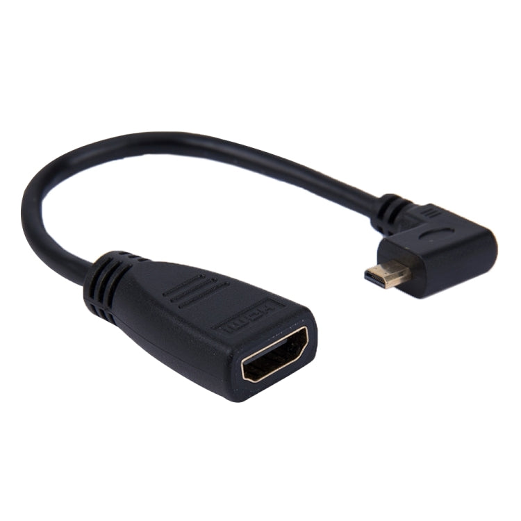 محول كابل HDMI صغير بزاوية 90 درجة بطول 17 سم، ذكر HDMI صغير باتجاه اليمين إلى أنثى HDMI، زاوية قائمة، الطول: 17 سم